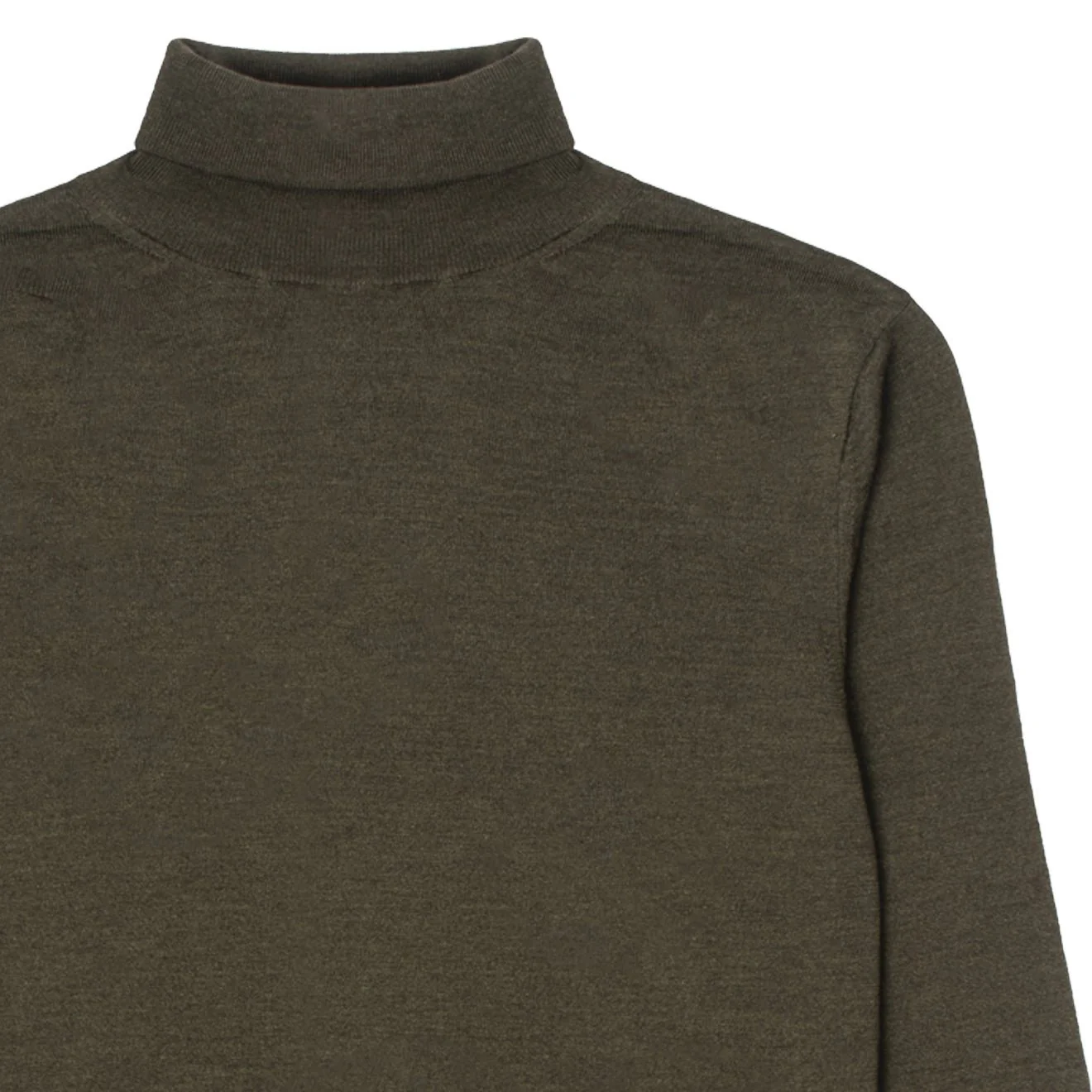 Sunspel Womens Merino Silk Roll Neck Sweater Dark Moss - Image 2