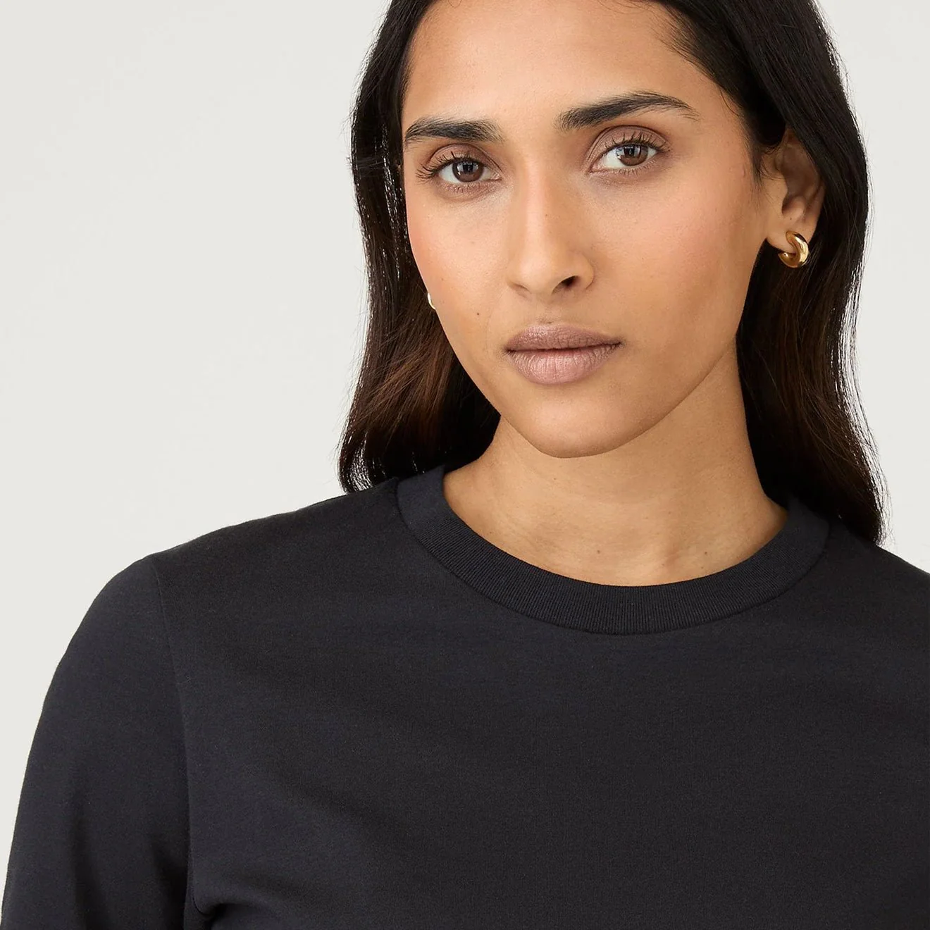 Sunspel Womens Mid Sleeve T-Shirt Black - Image 4