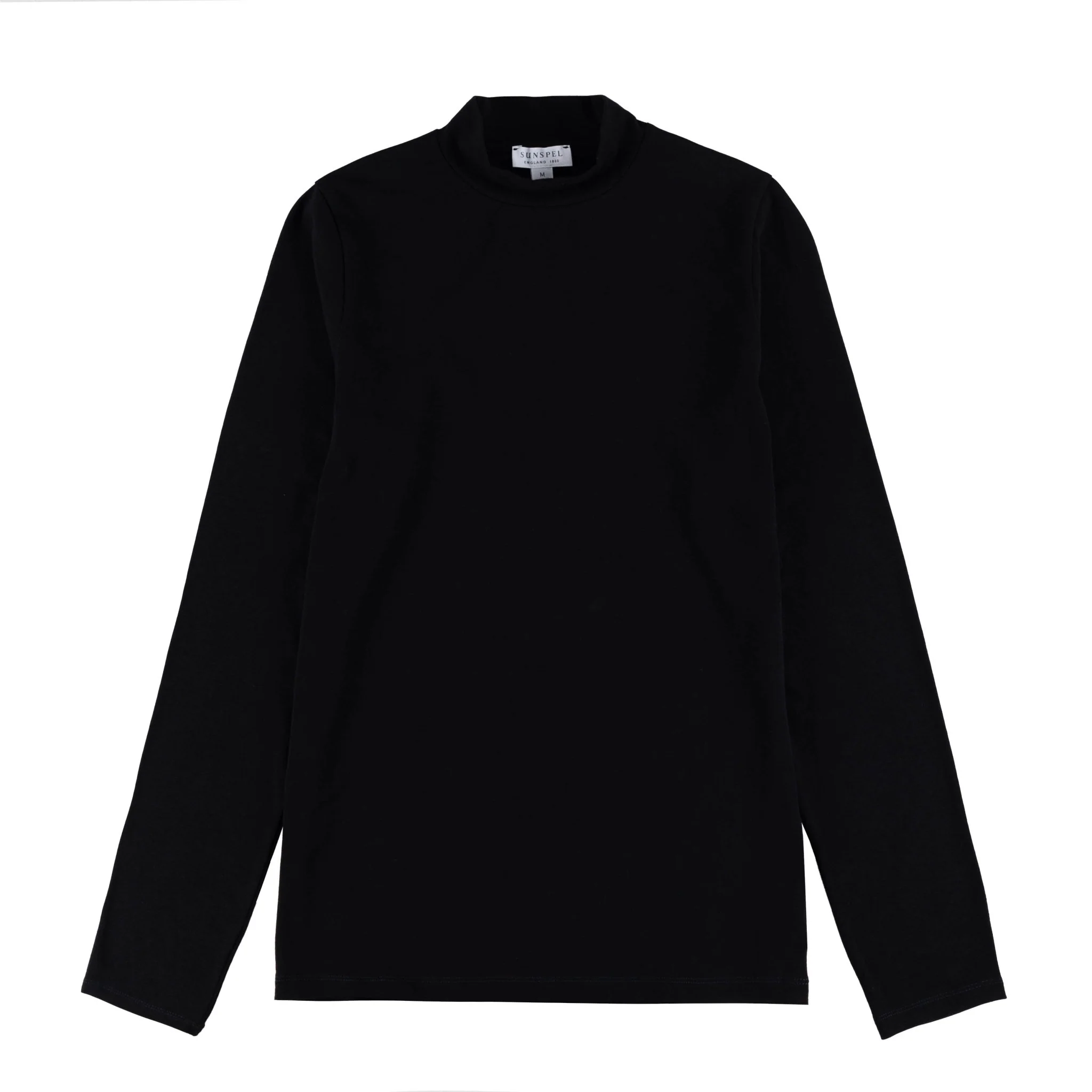 Sunspel Womens Mock Neck L/S Top Black