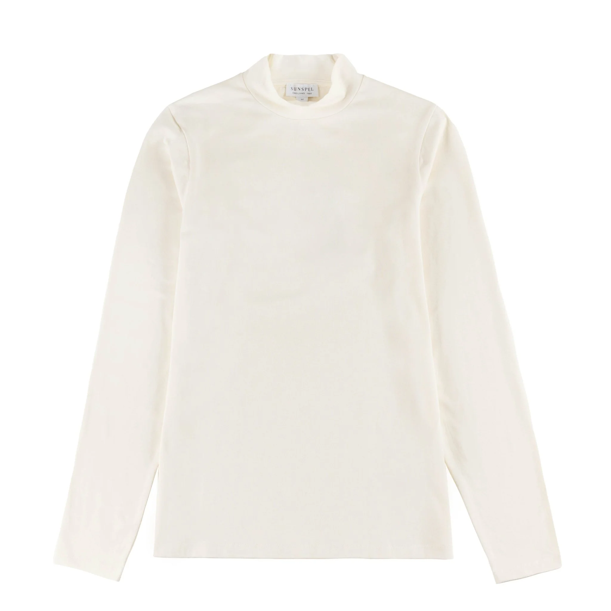 Sunspel Womens Mock Neck L/S Top Ecru