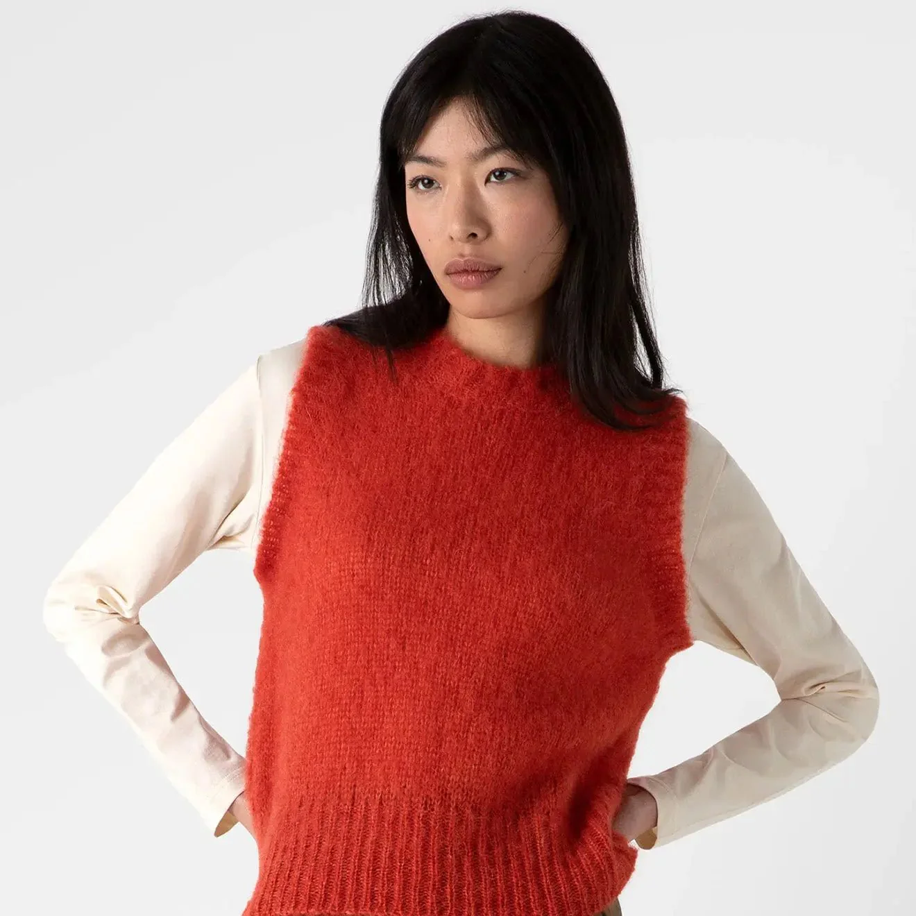 Sunspel Womens Mohair Silk Vest Magma - Image 2
