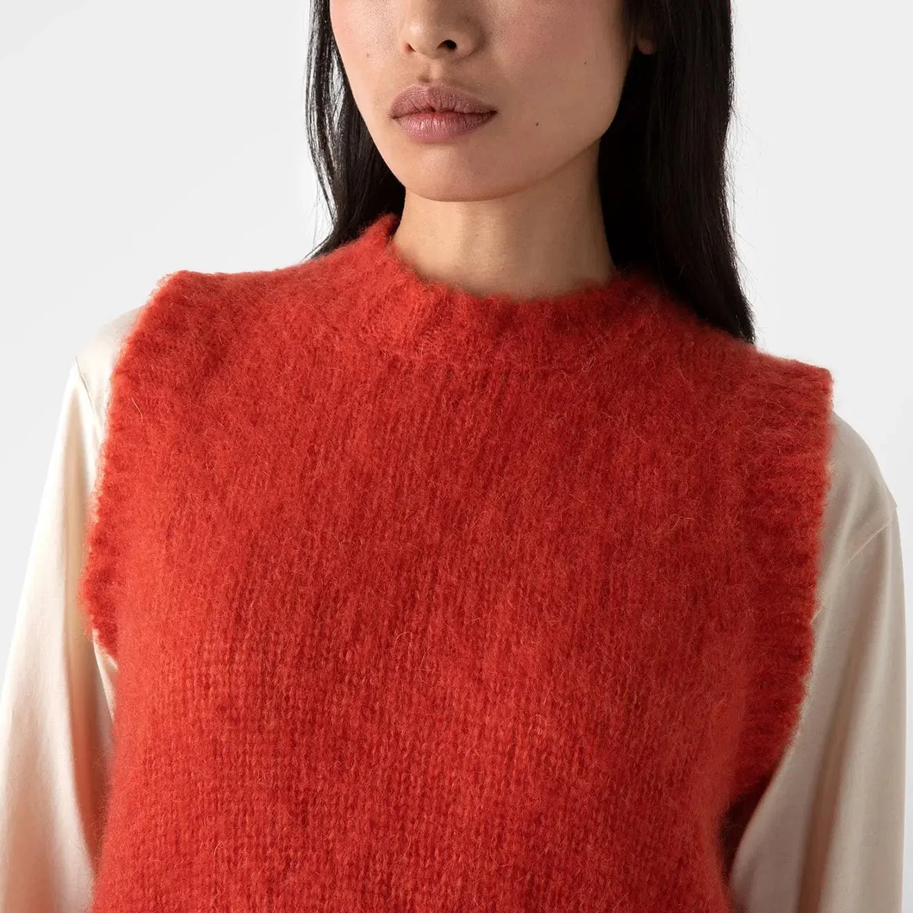 Sunspel Womens Mohair Silk Vest Magma - Image 3