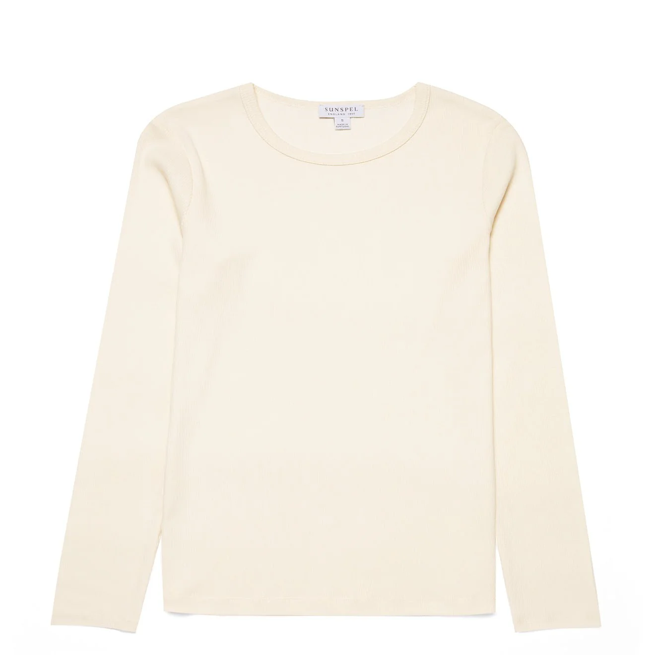 Sunspel Womens Rib L/S T-Shirt Ecru