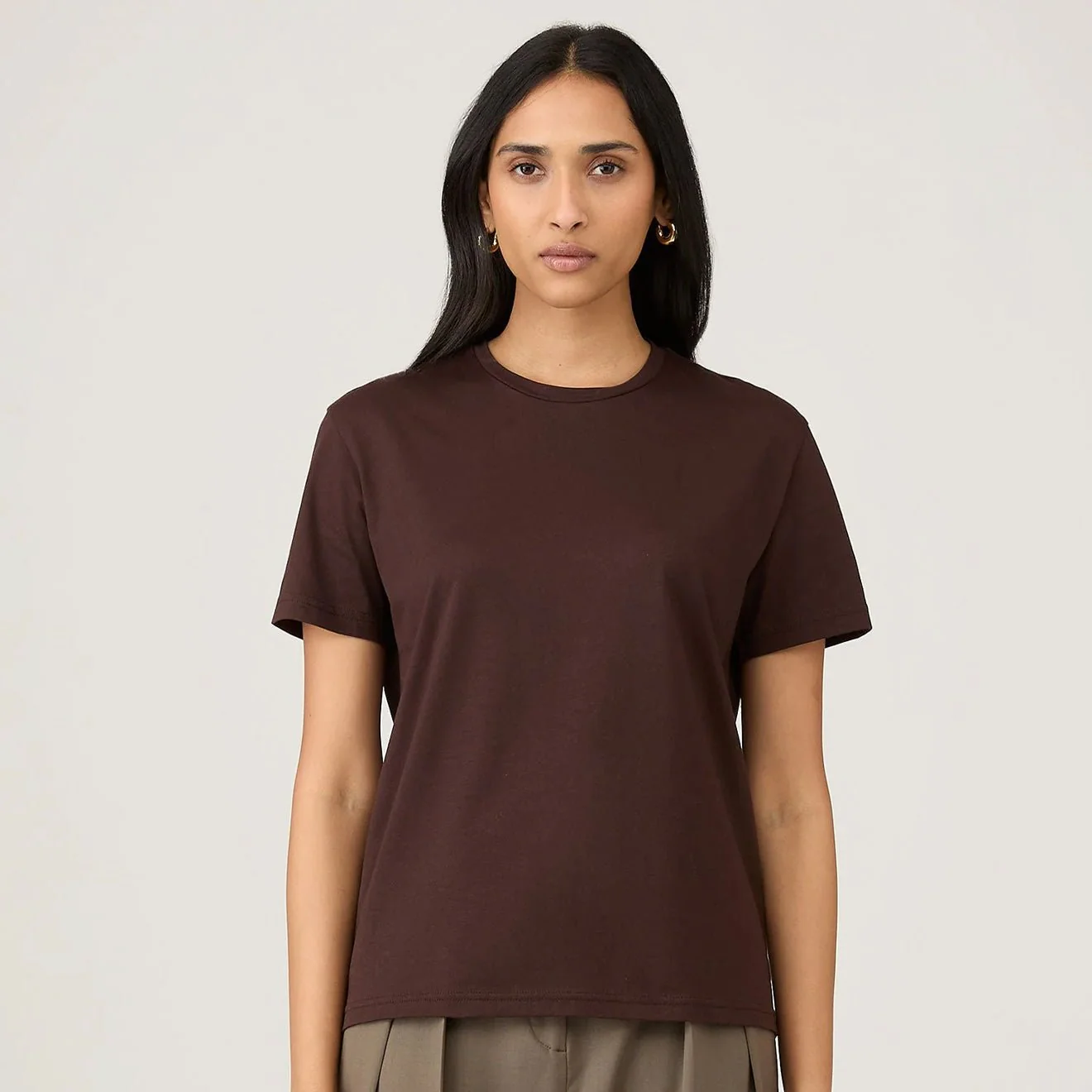 Sunspel Womens S/S Boy Fit T-Shirt Truffle - Image 2