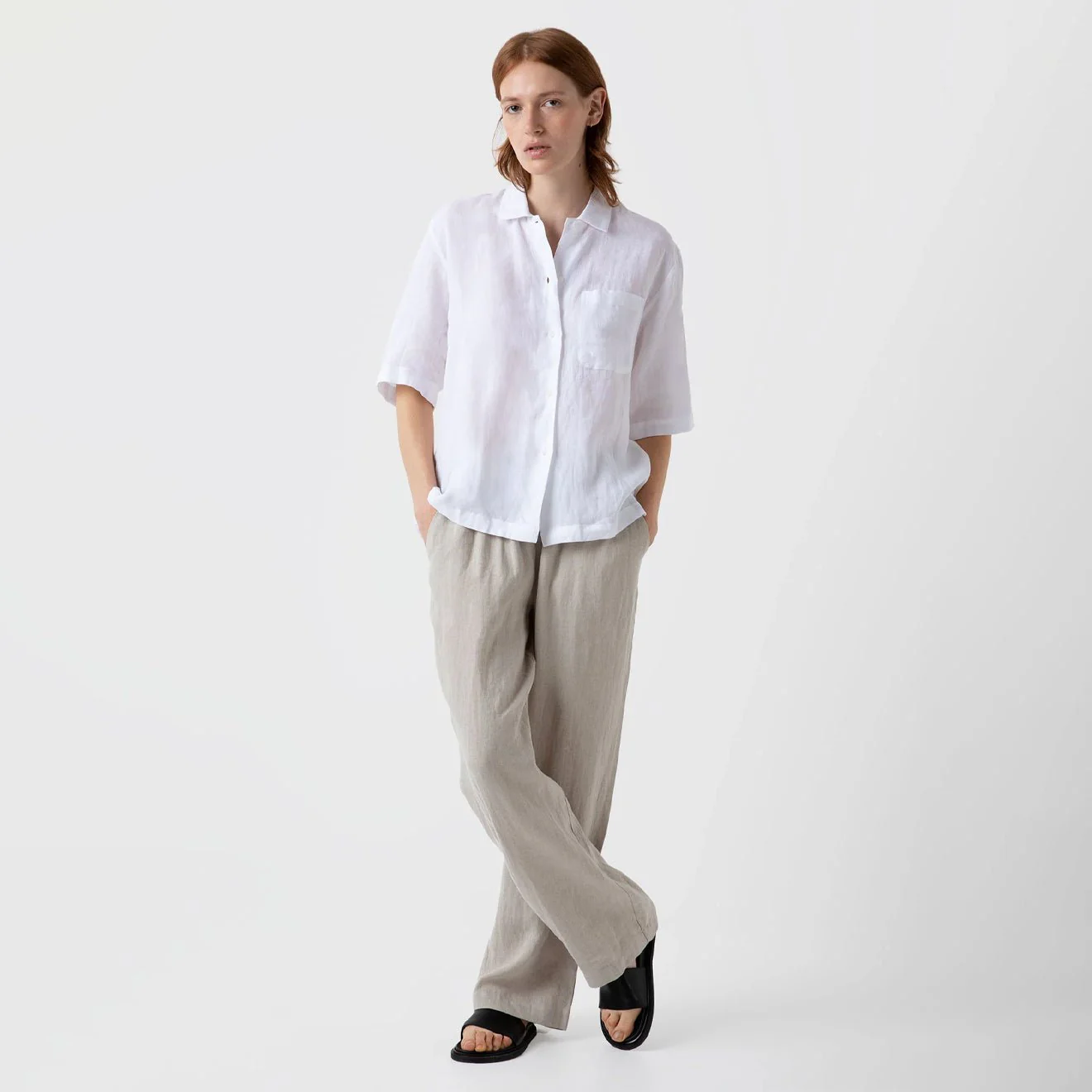 Sunspel Womens S/S Shirt White - Image 2