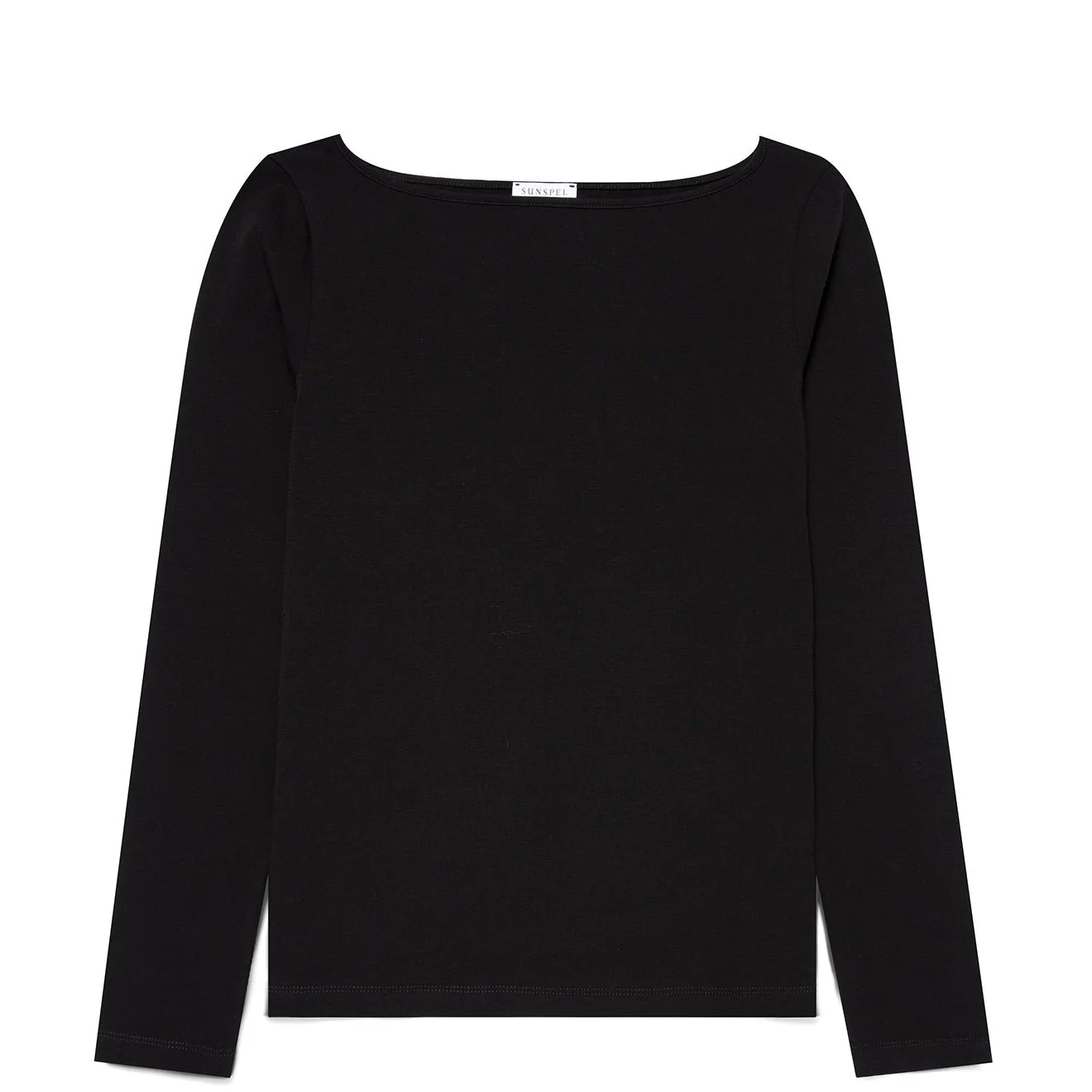 Sunspel Womens Slash Neck L/S Top Black