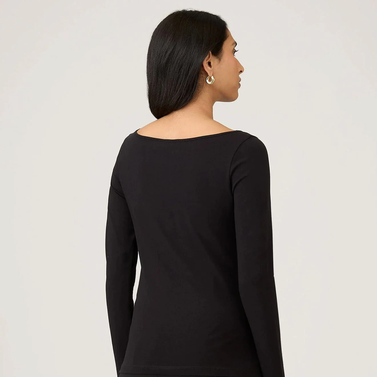 Sunspel Womens Slash Neck L/S Top Black - Image 3