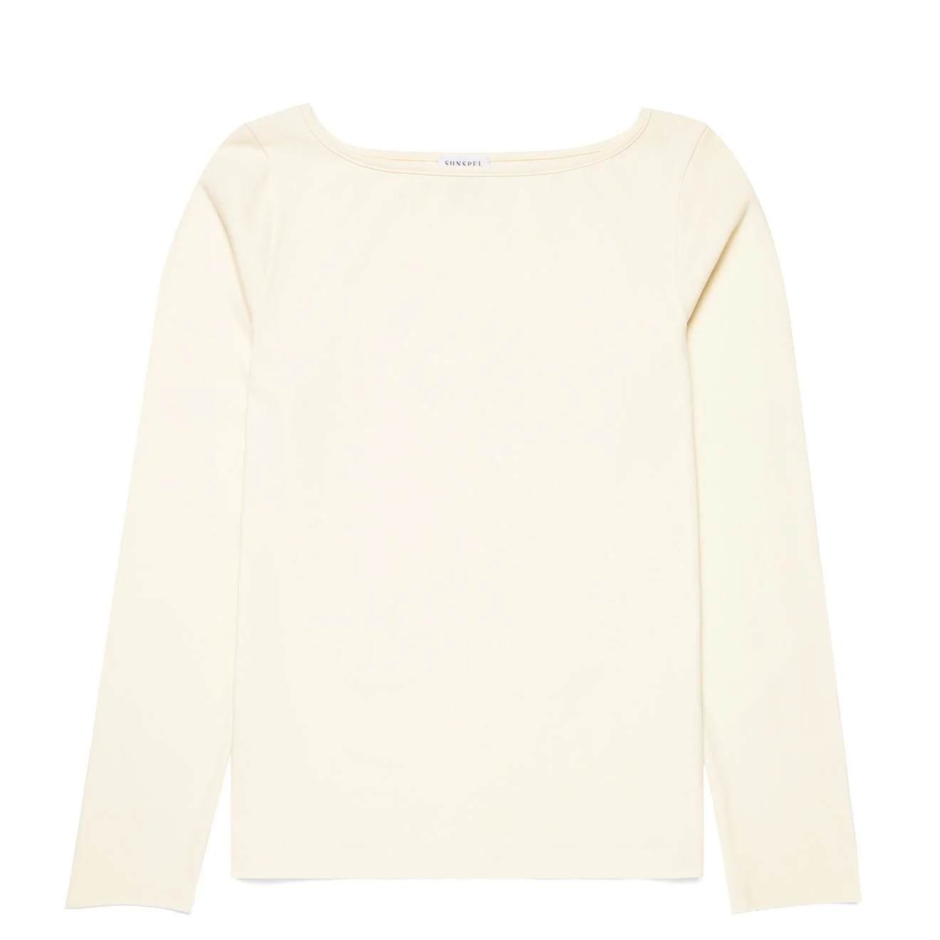 Sunspel Womens Slash Neck L/S Top Ecru