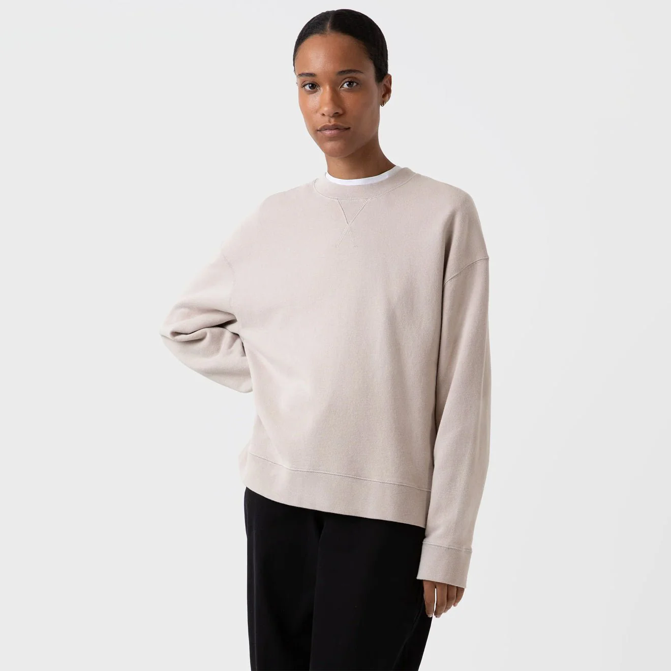 Sunspel Womens Sweatshirt Light Sand - Image 2