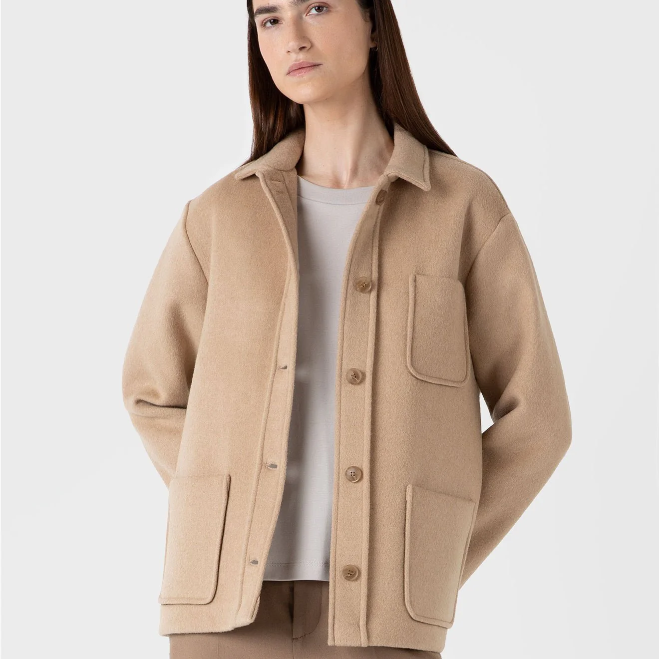Sunspel Womens Twin Pocket Jacket Light Camel - Image 2