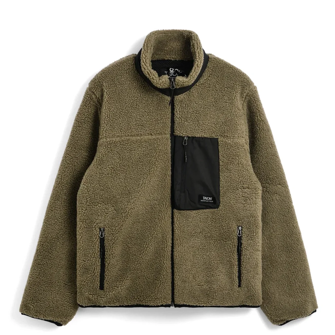 Taion Mountain W-Zip Boa Hi Neck Jacket Dark Beige / Black