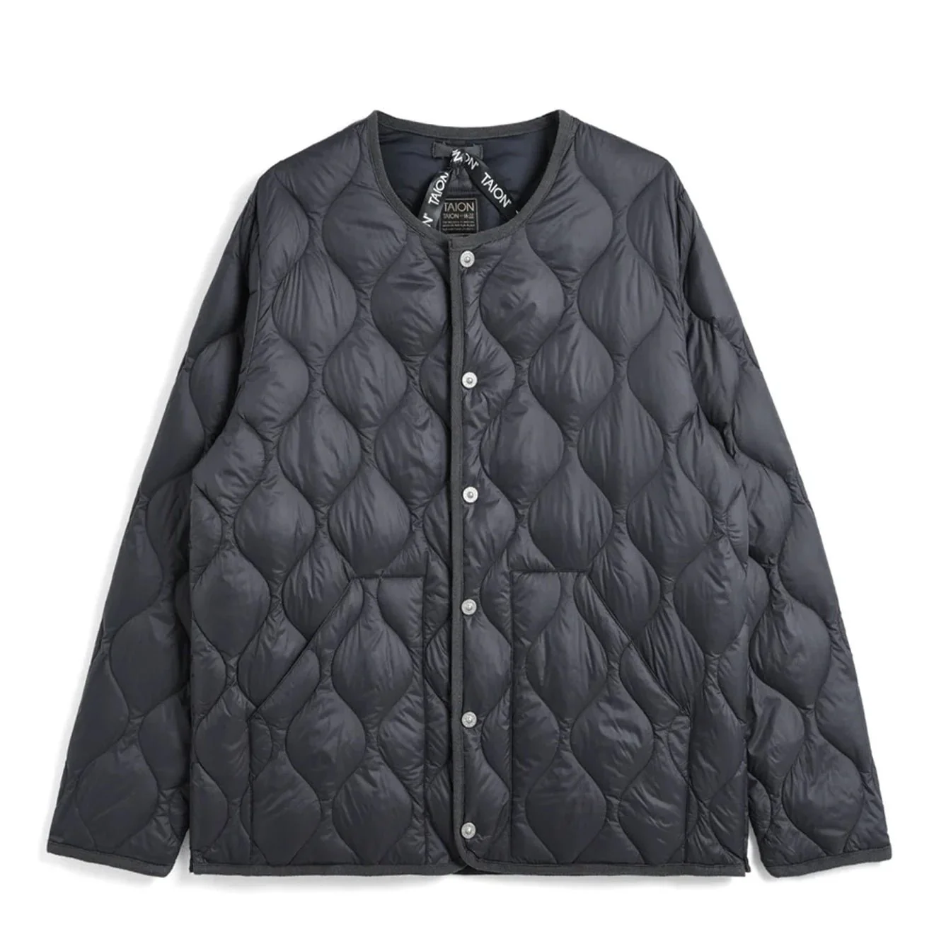 Taion Womens Military Crew Neck Down Jacket Soft Shell Dark Navy