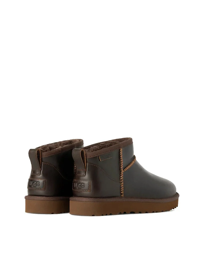 UGG Womens Classic Ultra Mini Leather Regen Boot Ironwood - Image 2