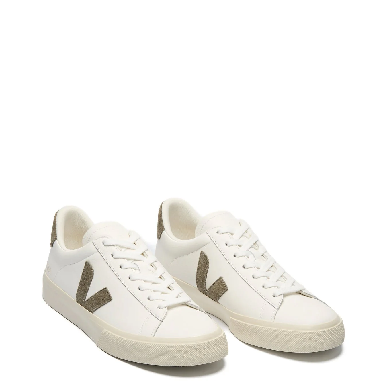Veja Womens Campo Leather Trainer Extra-White Kaki - Image 2