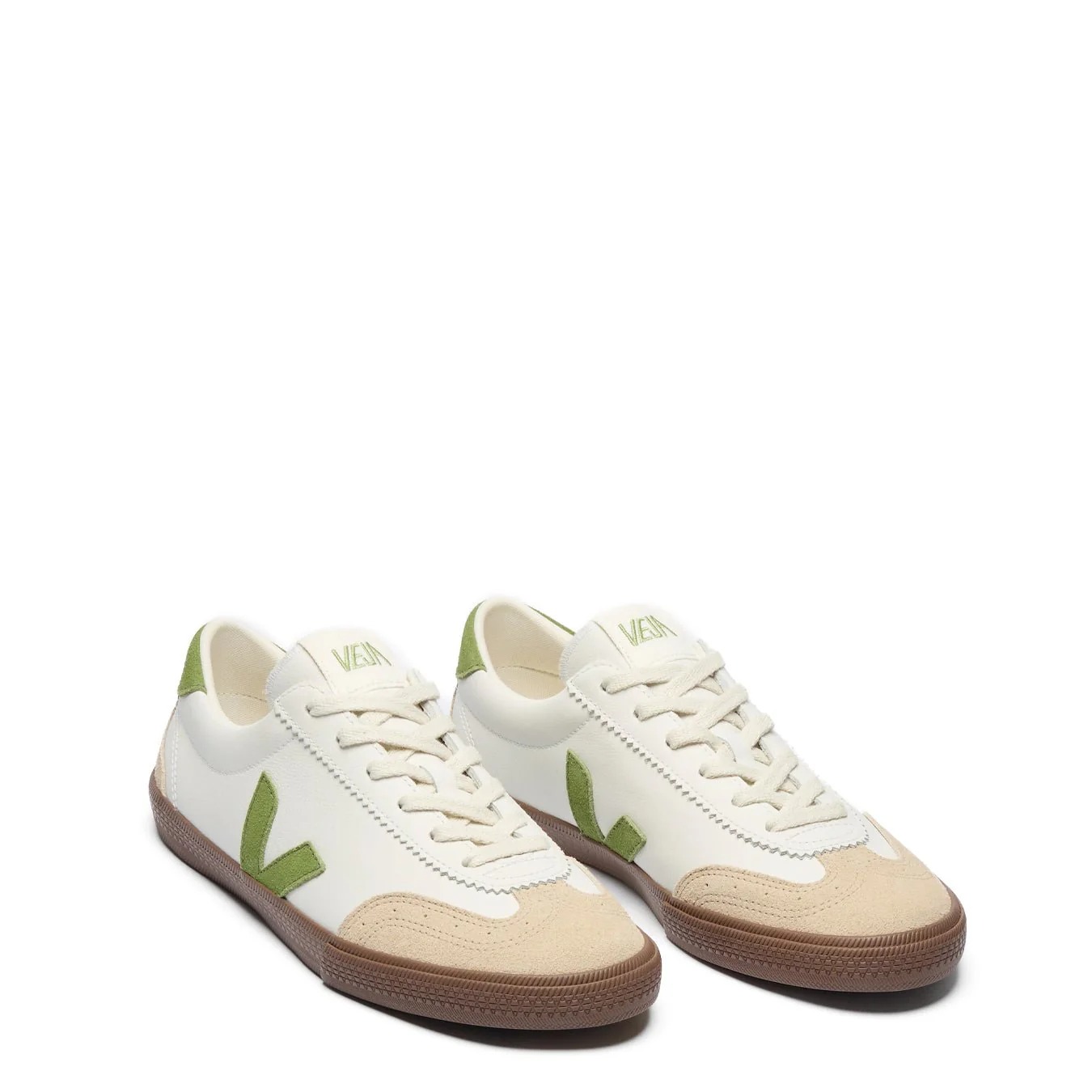 Veja Womens Volley Leather White Kiwi Bark - Image 2